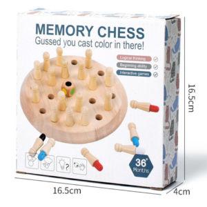 Wooden memory chess board game set with colorful pegs