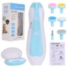 Electric baby nail trimmer with LED light and 6 filing heads for newborn babies