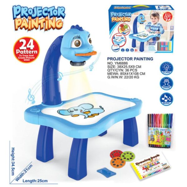 Kids drawing projector table with light and music for tracing and learning – educational art toy for children