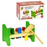 Wooden percussion platform pounding bench and hammer educational toy for kids in Bangladesh