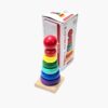 Wooden rainbow stacking ring toy for toddlers in Bangladesh