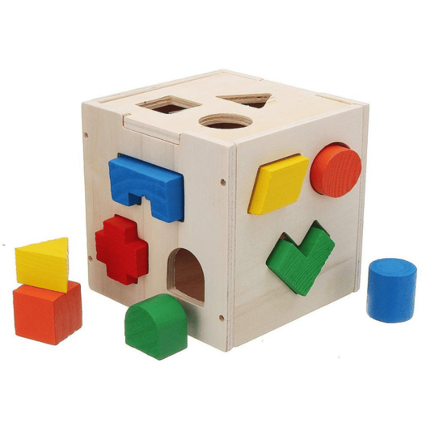 Wooden shape sorter box Montessori educational toy for toddlers 1-3 years
