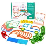 Colorful wooden sticks and rings puzzle toy for kids – Montessori early learning educational game for shapes and color recognition
