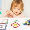 Kids building creative shapes with colorful wooden sticks and rings – Montessori hands-on learning