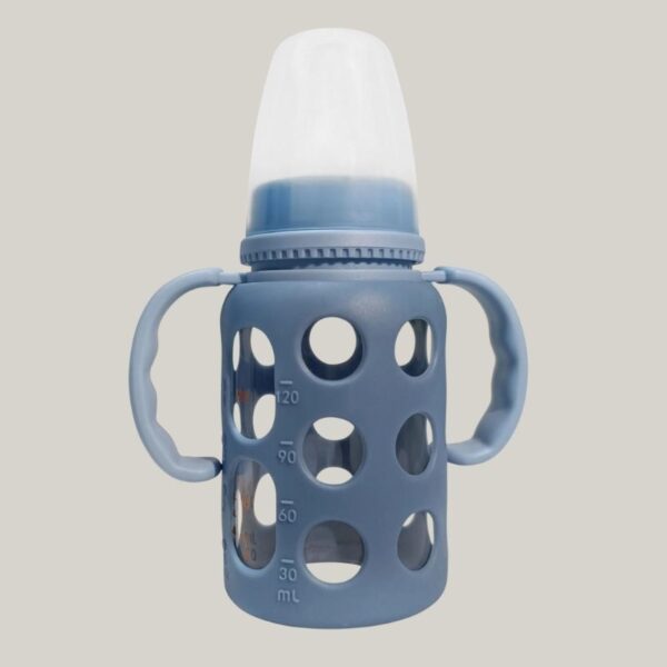 Minitree feeding bottle food grade silicone nipple blue 120ml