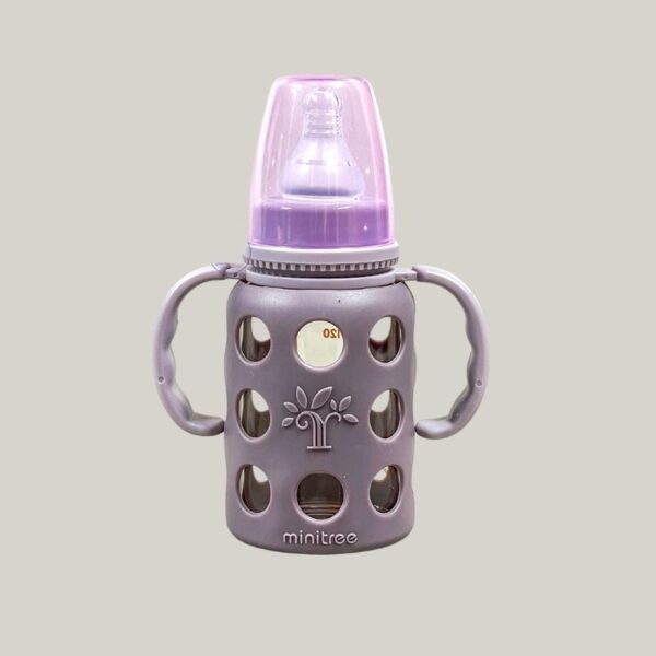 Minitree feeding bottle food grade silicone nipple purple 120ml