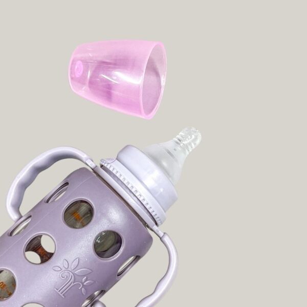 Minitree purple glass feeding bottle plastic protective cover 120ml
