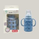 Minitree slim neck glass feeding bottle 120ml blue for baby 3 months