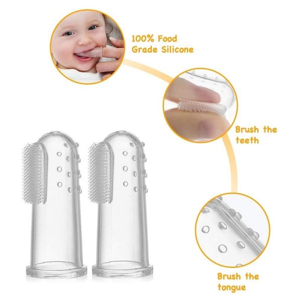 Finger fit baby toothbrush easy control silicone brush for infants