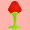 Soft silicone baby teether with easy grip strawberry design