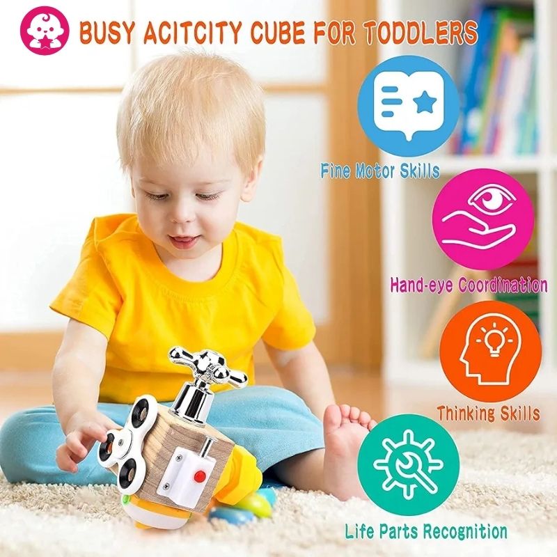 Busy Cube Premium Montessori Motor Skill Toy for Toddlers 1–4 Years ...