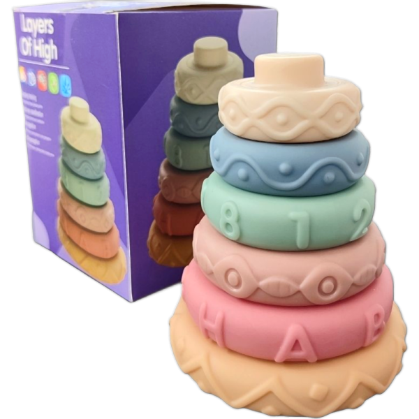 Soft silicone stacking rings Montessori sensory teether toy for babies