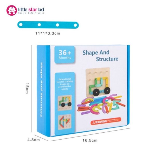 Wooden alphanumeric construction puzzle with alphabet number and shape building pieces for kids